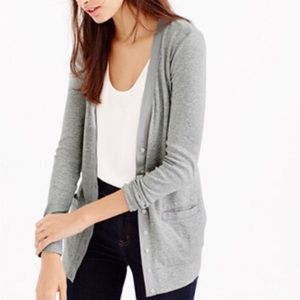 J Crew Perfect Fit Mixed-Tape Cardigan Sweater in Heather Dusk
